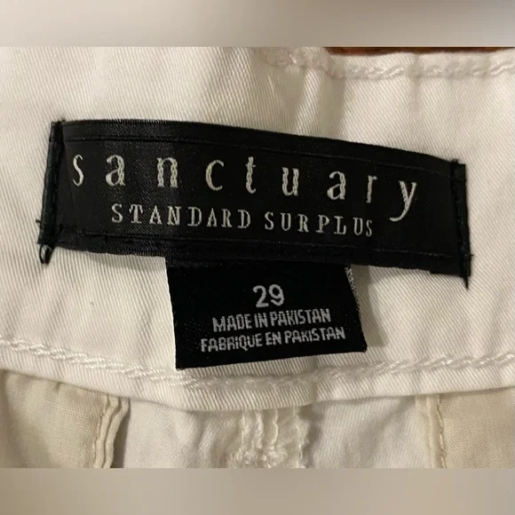Sanctuary Standard Surplus Shorts Sz 29 White Inseam 5” 6 Pockets Sustainable
